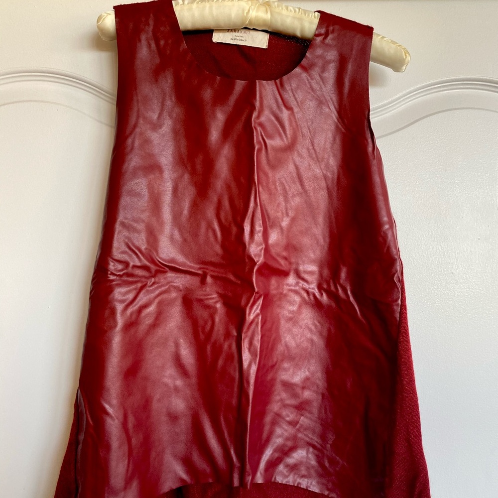Zara Pleather & Knit Top